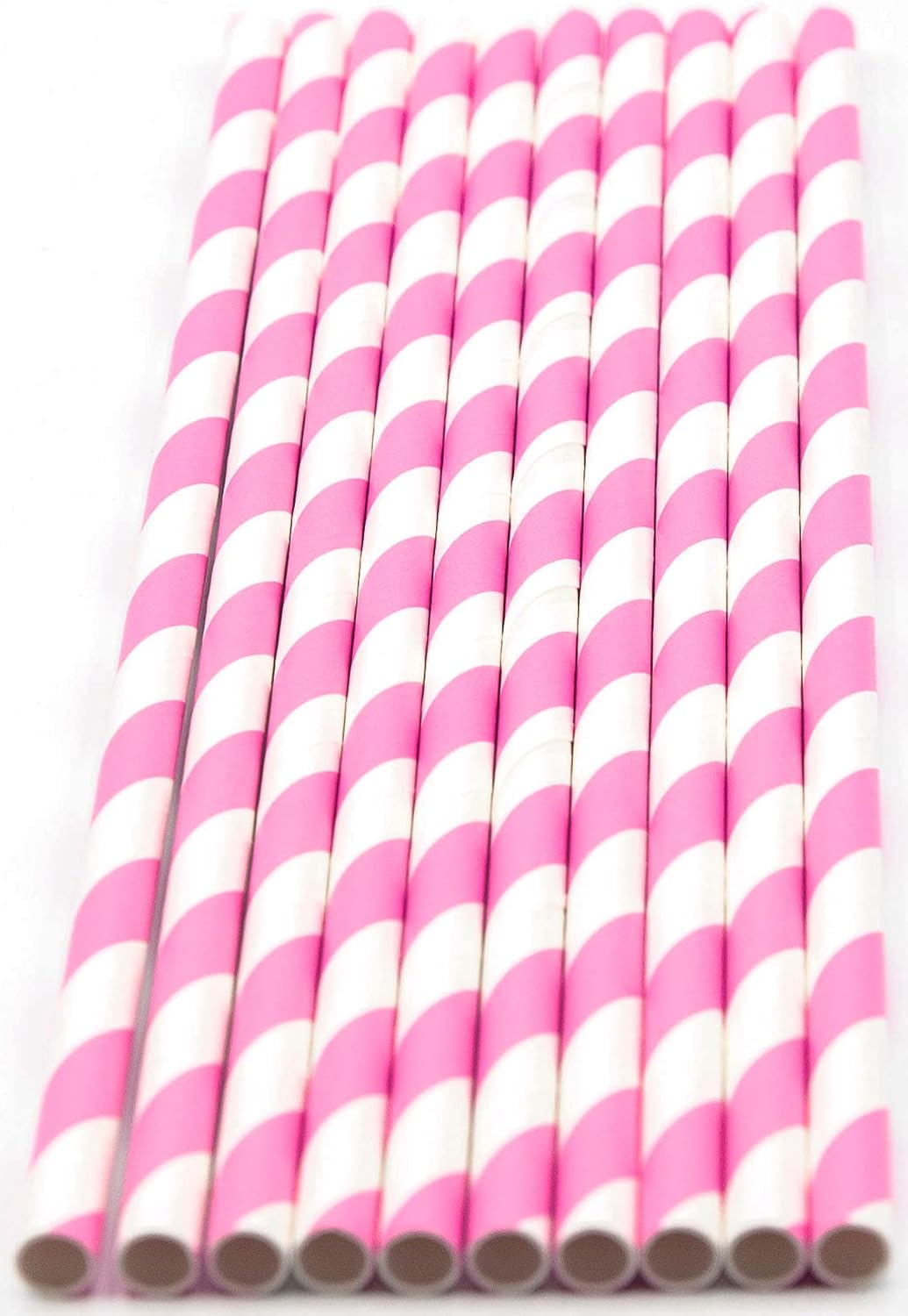 Pack of 900 Baby Pink Swirls Biodegradable 4-Ply Paper Drinking Straws (Compostable, Non-toxic, BPA-free)