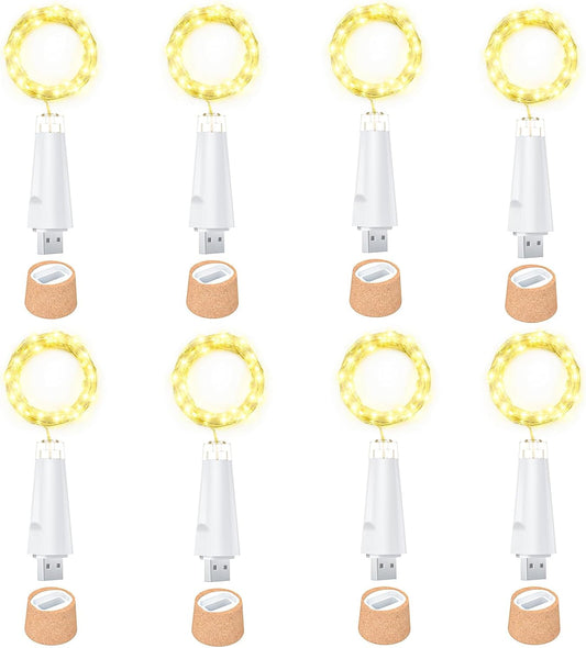 USB Bottle Lights Rechargeable Wine Bottle Fairy Lights Cork LED String Lights 20 LEDs Copper Wire for Table Party DIY Decor