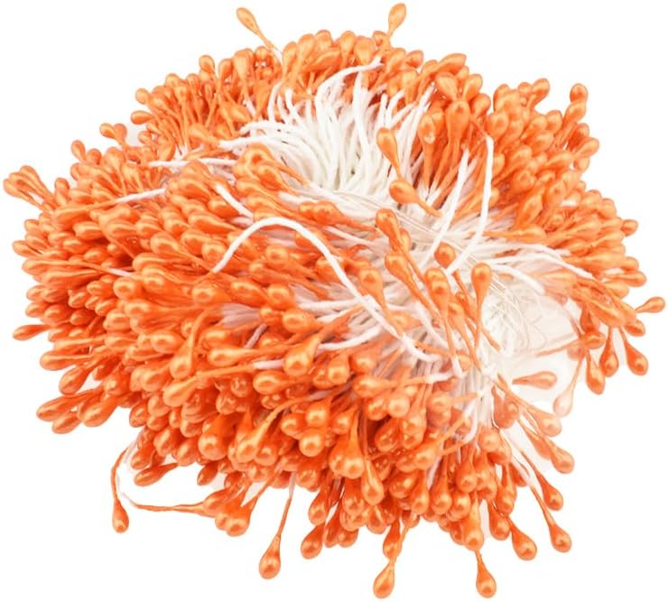 HAHIYO 700pc 3mm Orange Pearl Double Head Flower Pistil for Flower Making and Scrapbook Decoration