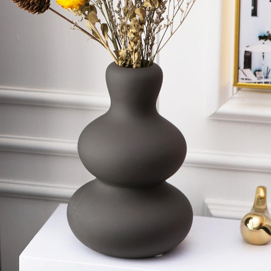 Ceramic Vase for Decor, Black Modern Vases for Home Decor Living Room, Home, Office, Centerpiece,Table and Wedding