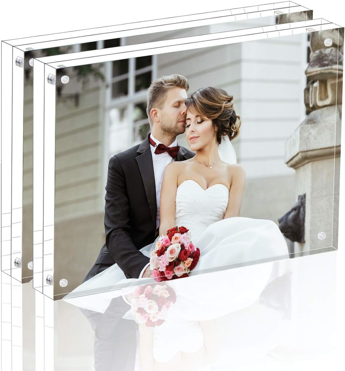 Magicool Premium Acrylic Photo Frame- Magnet Photo Frame -Double Sied Thick Desktop Frames (4x6 2 pack)