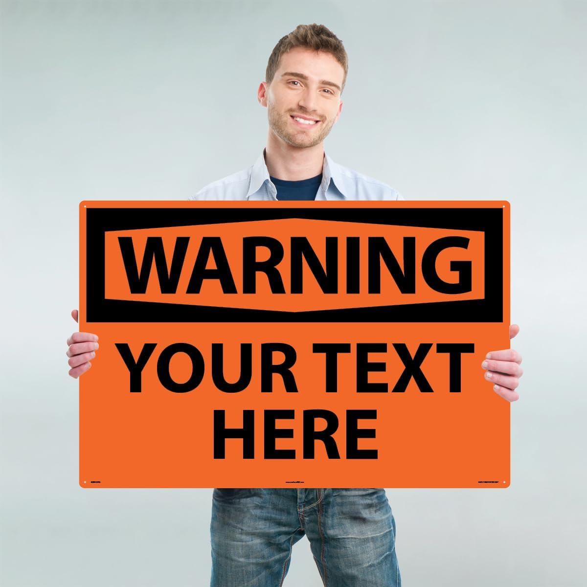 Custom OSHA Style Warning Sign 24" x 36" Aluminum Sign, Customizable "Your Text Here", by AccuformNMC Made in USA