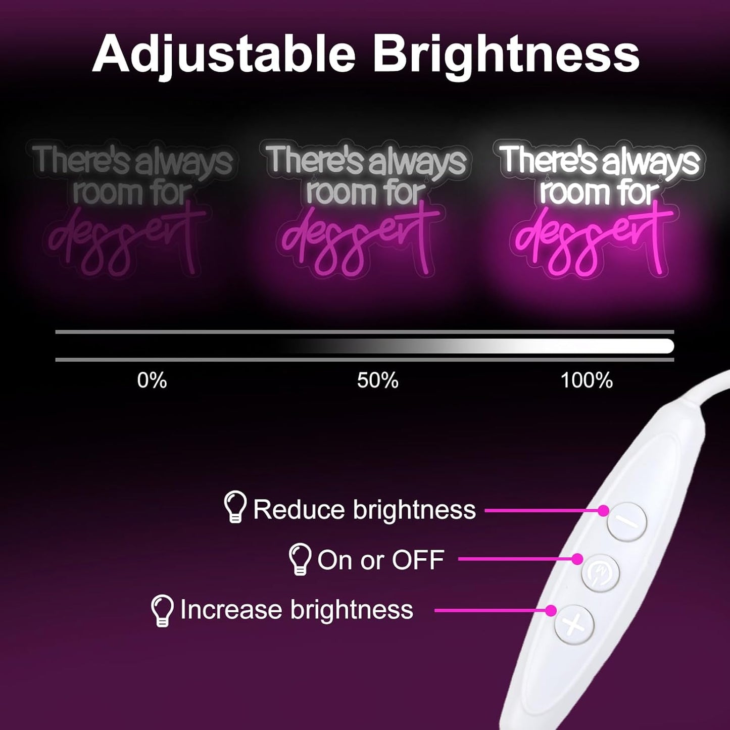 There's Always Room for Dessert Neon Sign Baking Bread Shop Decor Led Light Cafe Dessert Decor Welcome Sign Open LED Light, 15.7"x10.6"