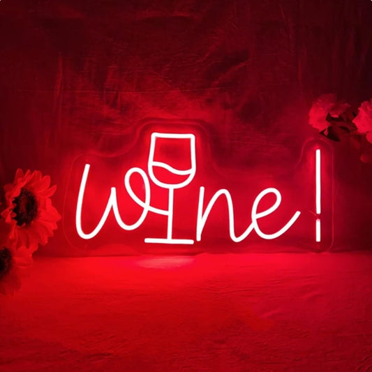 Acrylic Wine Neon Sign for Wall or Window Background Decor,LED Dimmable Bar Neon Decorative Cocktails Light Handmade Art Lamp for Home Pub Wedding Party Bar Studio,5V USB Powered