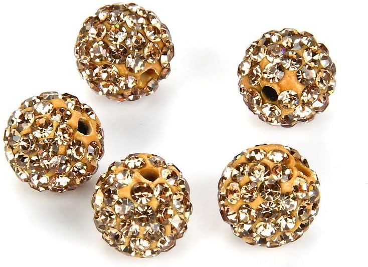 100pcs Adabele Grade A Suncatcher Crystal Rhinestone Pave Loose Beads 10mm Crystal Golden Shadow Polymer Clay Disco Ball Spacers Compatible with Shamballa All Craft Jewelry Making DB10-28