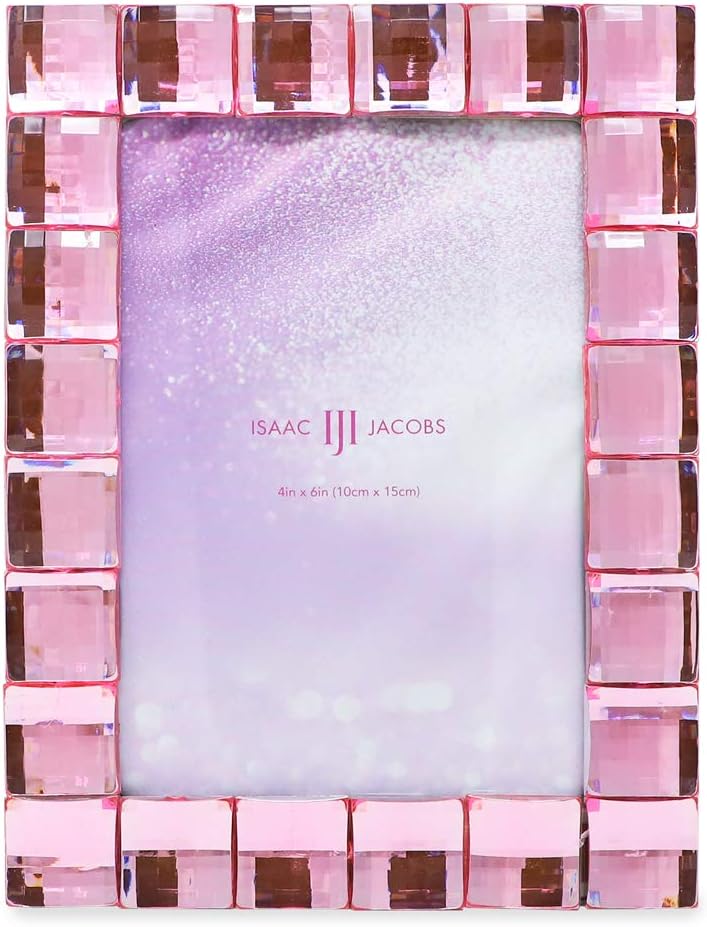 Isaac Jacobs Decorative Sparkling Light Pink Jewel Picture Frame, Photo Display & Home Décor (4x6, Light Pink)