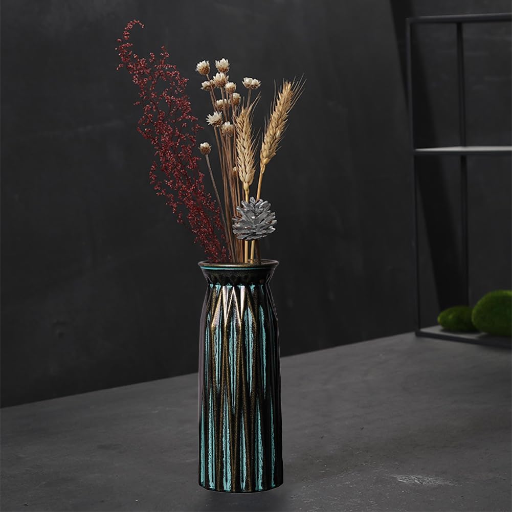 Black Antique Vase, 12 Inches Elegant Vintage Glass Vase Rustic European Unique Chic Style for Tabletop, Kitchen, Office, Living Room Decoration