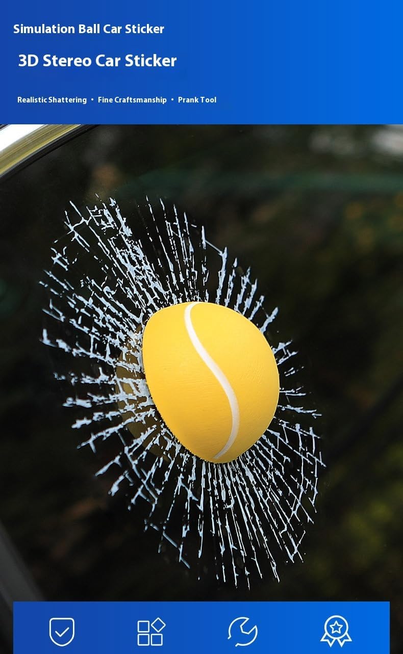 Car 3D elf Ball car Sticker, car Window Funny Creative Decorative Sticker(18cmx18cmx3cm) (White Football)