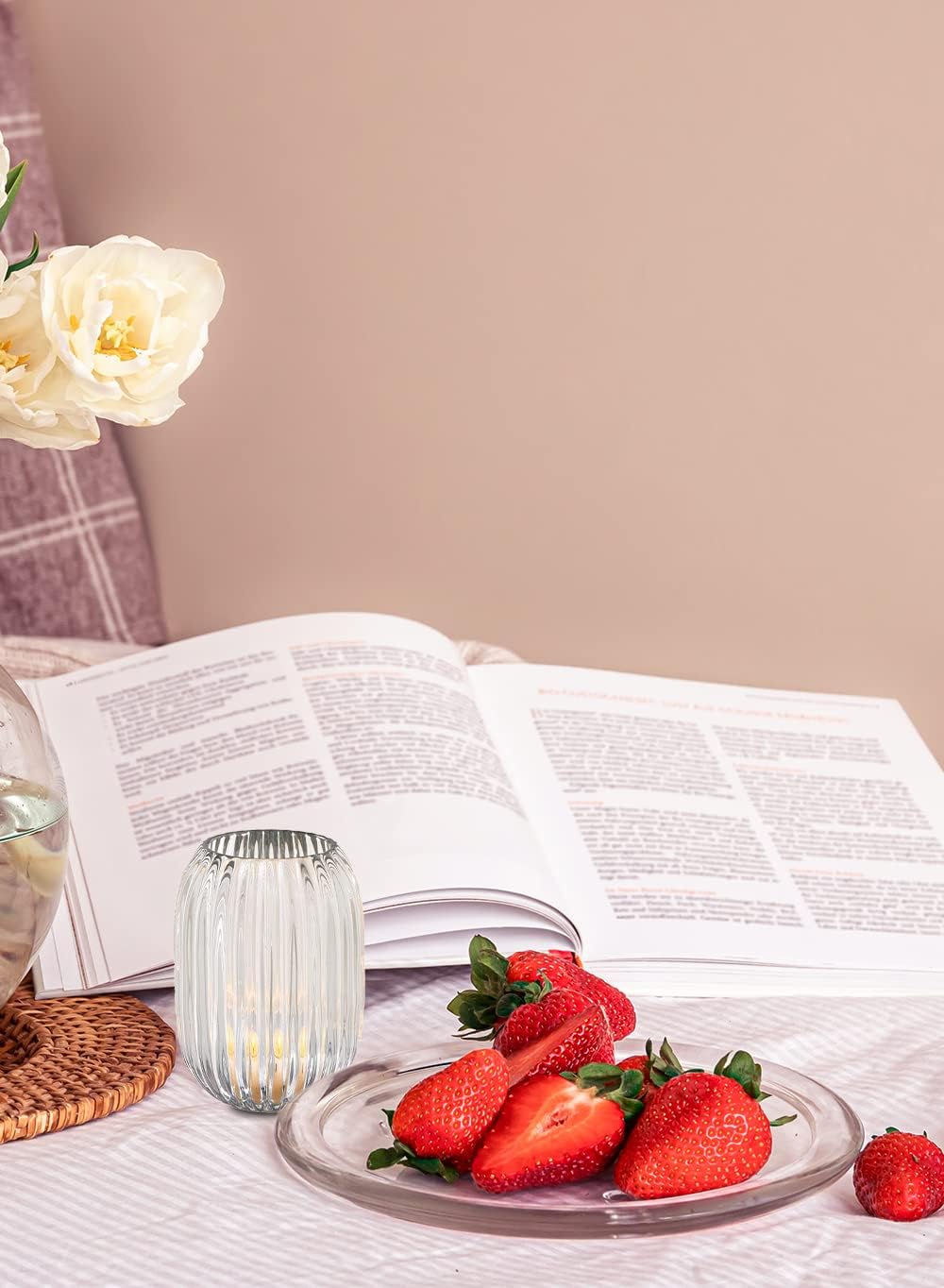 Serene Spaces Living Clear Optical Glass Votive Holder, Perfect for Weddings and Home Décor, Measures 5" Tall and 3.5" Diameter