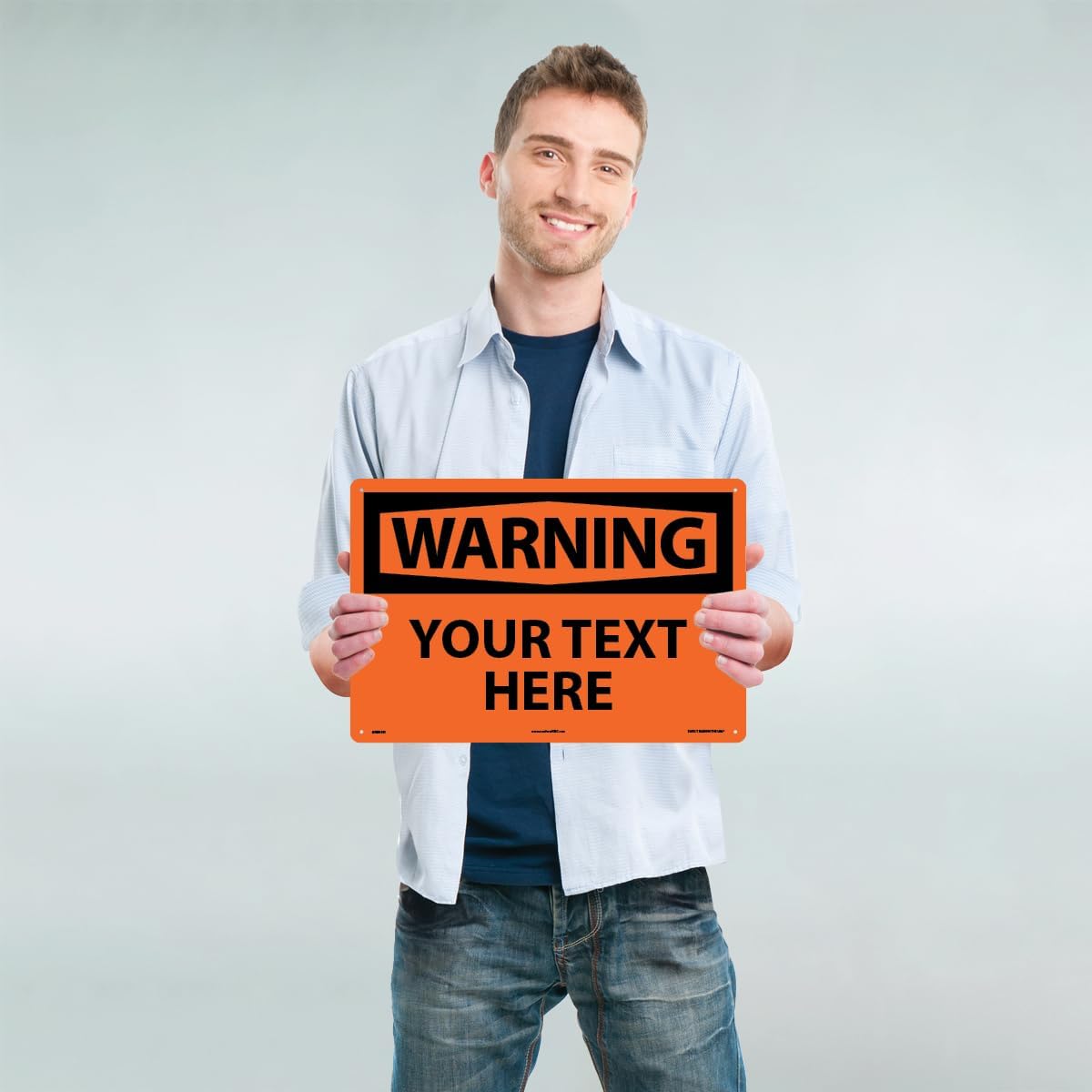 Custom OSHA Style Warning Sign 12" x 18" Aluminum Sign, Customizable "Your Text Here", by AccuformNMC Made in USA