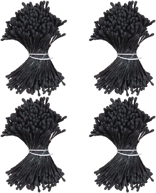 HAHIYO 700Pcs 2mm Fully Black Matte Double Head Flower Stamen Pistil for Flower Making Scrapbook Decoration - Handmade Artificial Flowers Pistil Matt-Like Floral Stamens Flowers Pollen Stamen