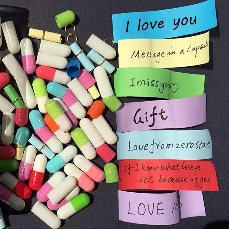 Hefonti Capsule Message in a Bottle - 50pcs Cute Capsule Pills Gift for Girlfriend Boyfriend Women Wife Husband, Love Pills Letter for Birthday Christmas Anniversary Valentine Day Mothers Day Gift