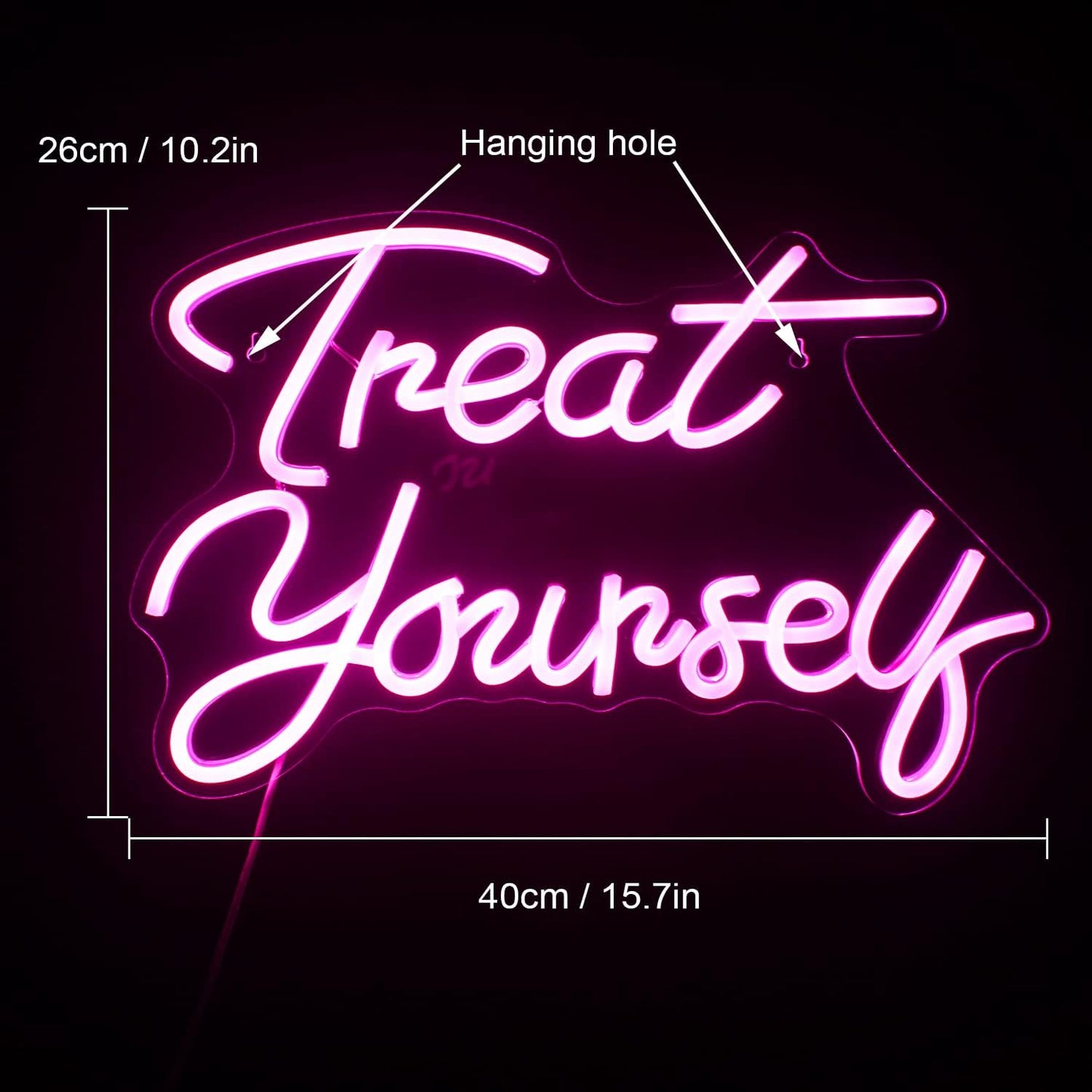 Wanxing Treat Yourself Neon Signs Pink Led Sign for Bedroom Wall Letter Neon Lights Wedding Signs Neon Room Decor for Birthday Gift Party Home Decor Bar