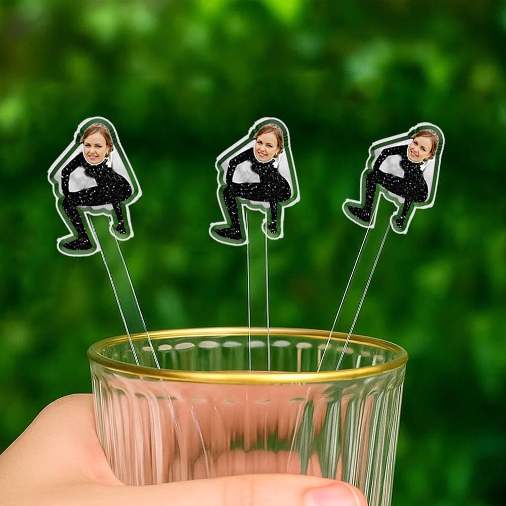 Personalized 50 Pcs Double-Sided Wedding Stir Stick, Custom Bride Face Dancers Stir Stick, Acrylic Cocktail Stirrers, Wedding Drink Stirrers,Bridal Shower Gifts, Bachelorette Party Gifts
