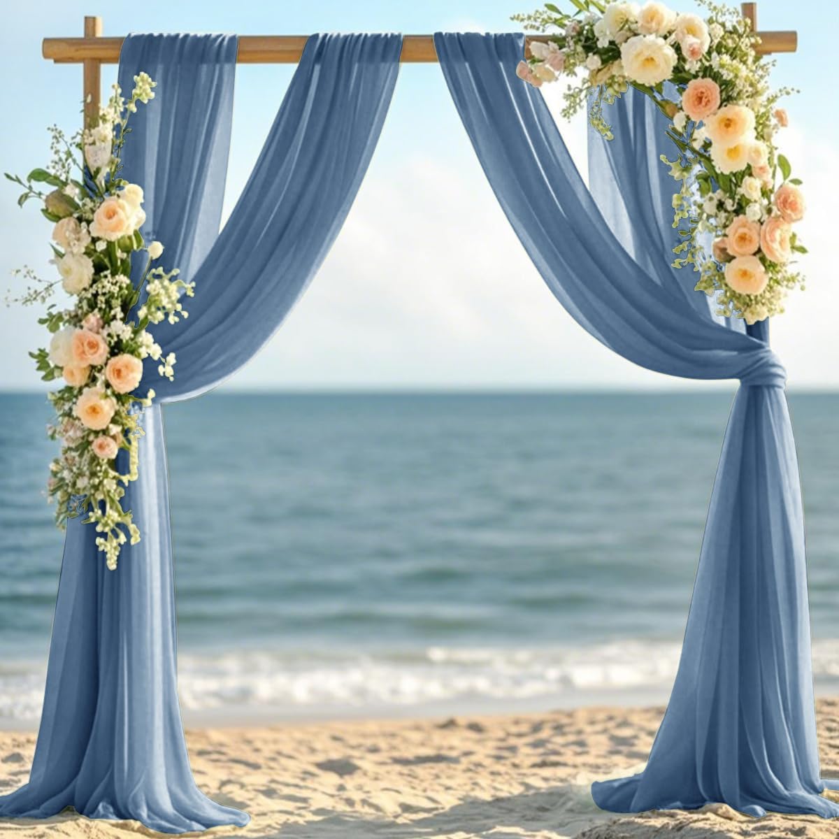 Dusty Blue Fall Elegant Arch Draping Fabric Outdoor 1 Panel 29" × 20Ft Sheer Chiffon Curtain Drapes for Wedding Ceremony Birthday Party Garden Brunch