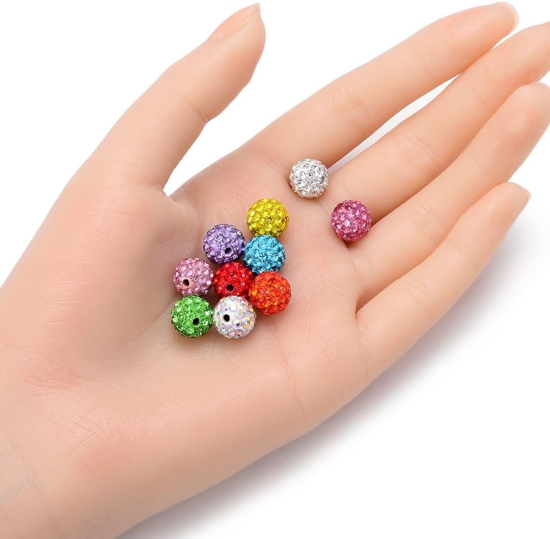 25pcs Adabele Grade A Suncatcher Crystal Rhinestone Pave Loose Beads 10mm Violet Purple Polymer Clay Disco Ball Spacers Compatible with Shamballa All Craft Jewelry Making DB10-4