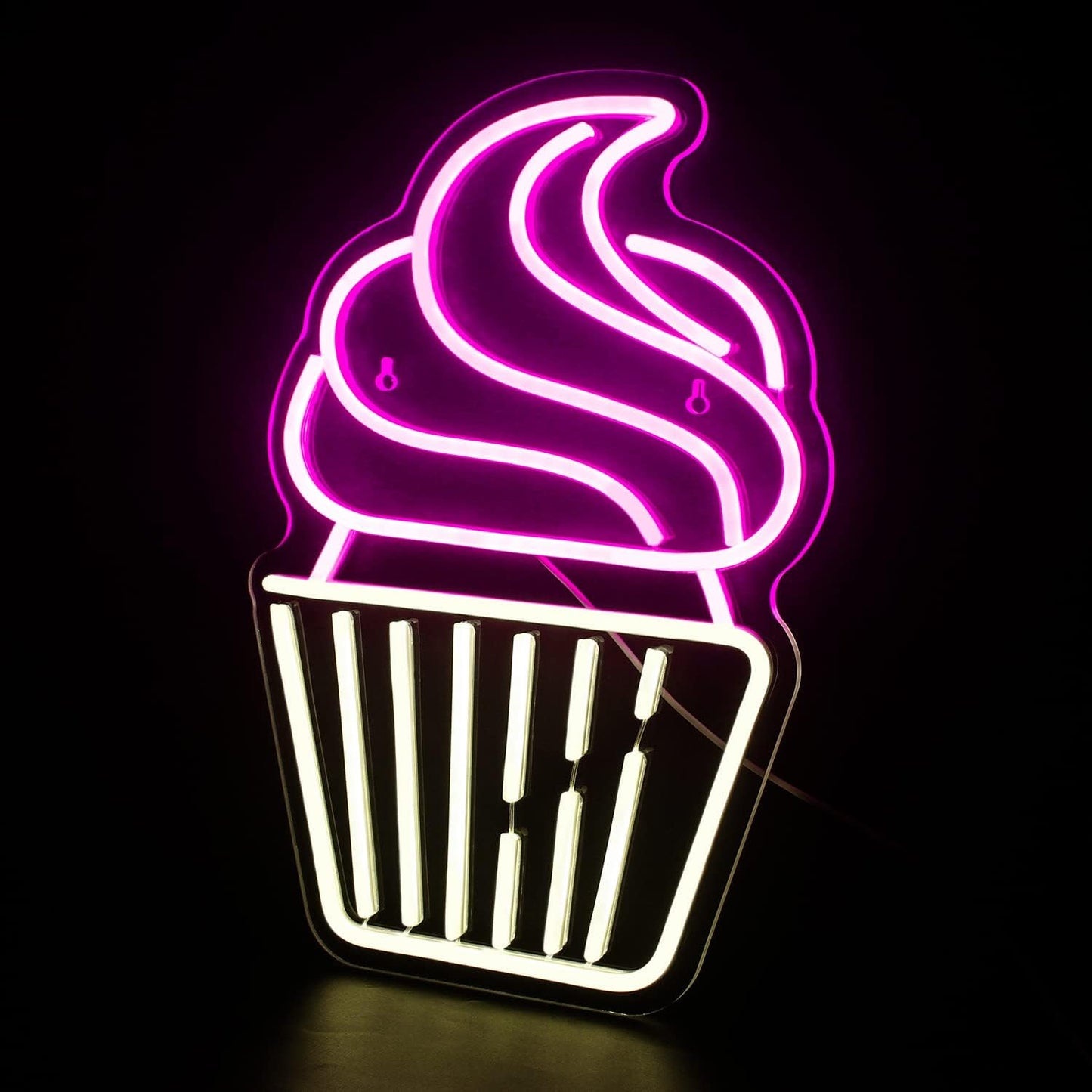 Cupcake Neon Sign Led Pink Warm White Neon Lights for Wall Decor Usb Light Up Signs for Bakery Dessert Shop Resturant Bar Cafe Candyland Party Decorations
