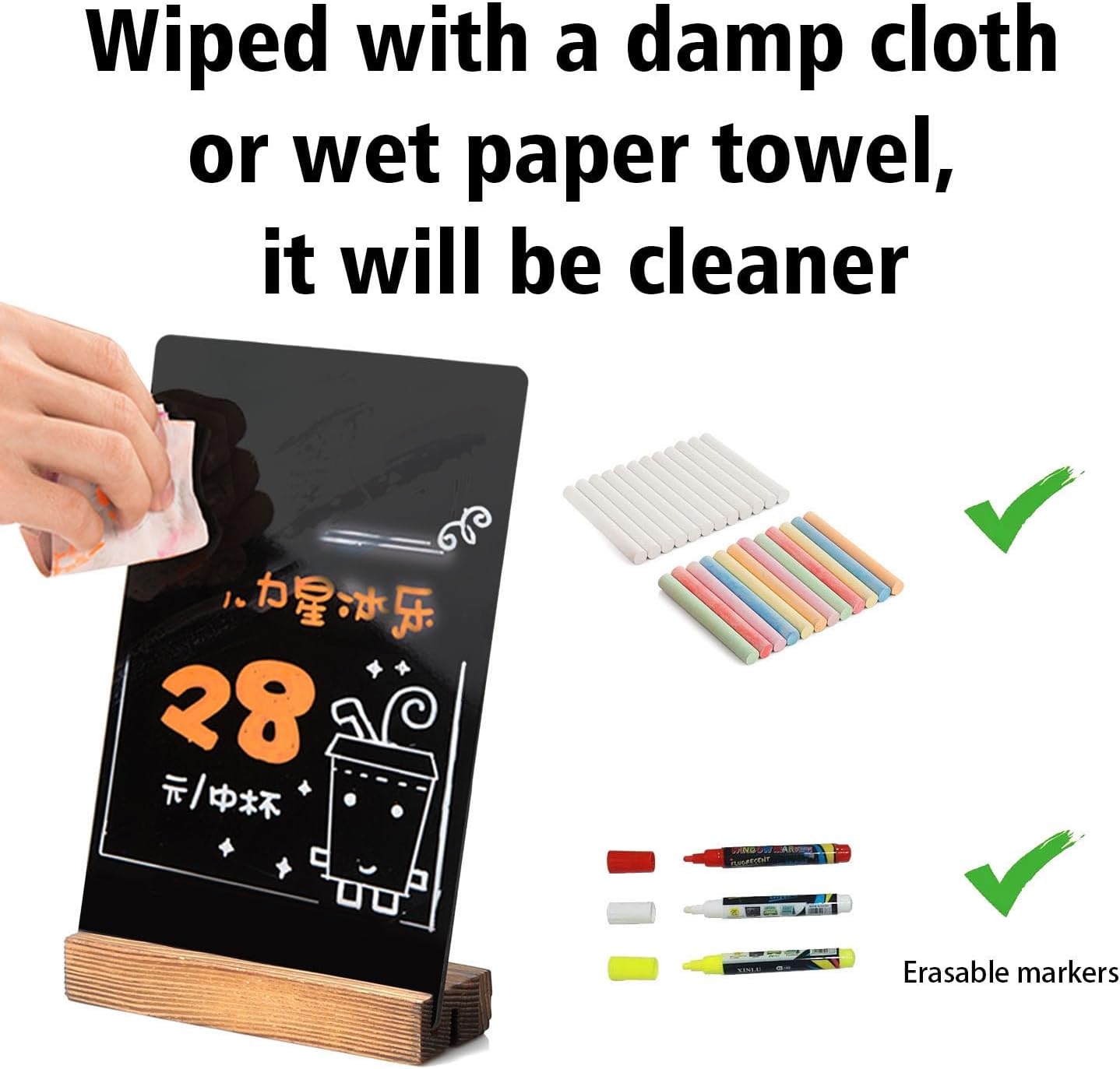 3 Pack 5x7 in Chalkboard Sign Small Blackboard Decorative with Wood Base