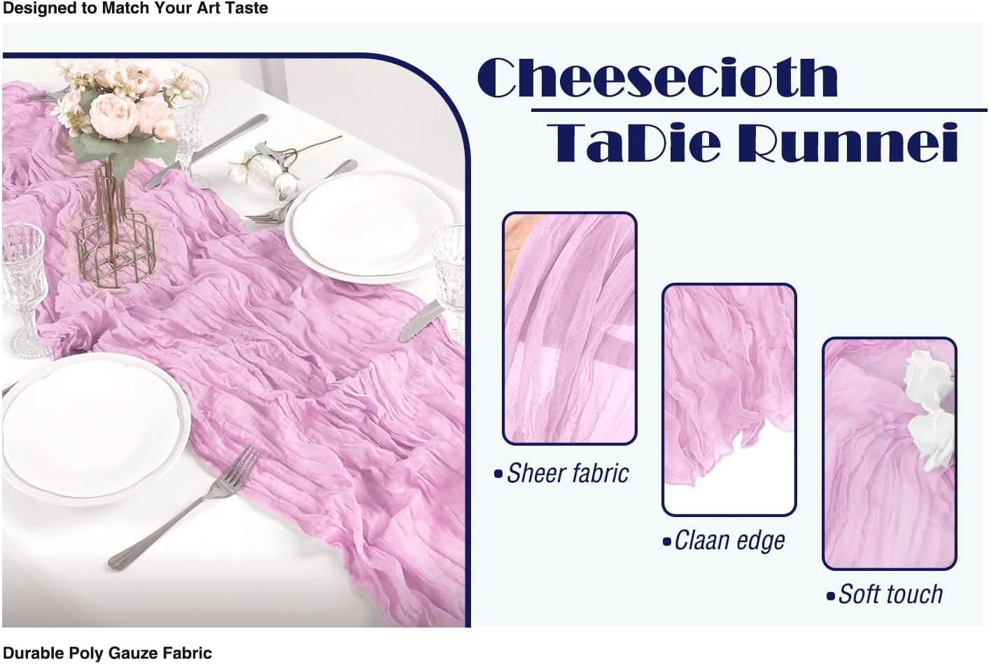 6 Pack Pink Cheesecloth Table Runner 20x120 Inch Boho Wrinkled Sheer Romantic Gauze Decor for Wedding, Bridal Shower, Birthday Party