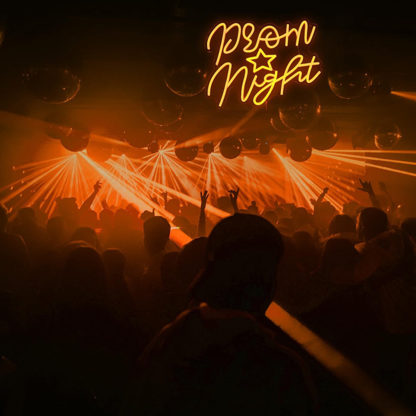 Prom Night Neon Sign for Wall Decor Yellow LED Words Neon Light by USB Powered Dimmable Prom Night Light Up Sign for Prom Birthday Wedding Christam Party Bar Decor(16.1 * 12.6In)