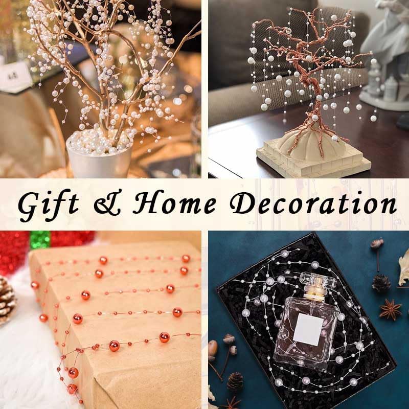 50pcs Pearls String Beads of Pearls, 10+5mm White Artificial Pearl String for Floating Candles Centerpieces, Vase Filler, Wedding Centerpiece Christmas Party Decor