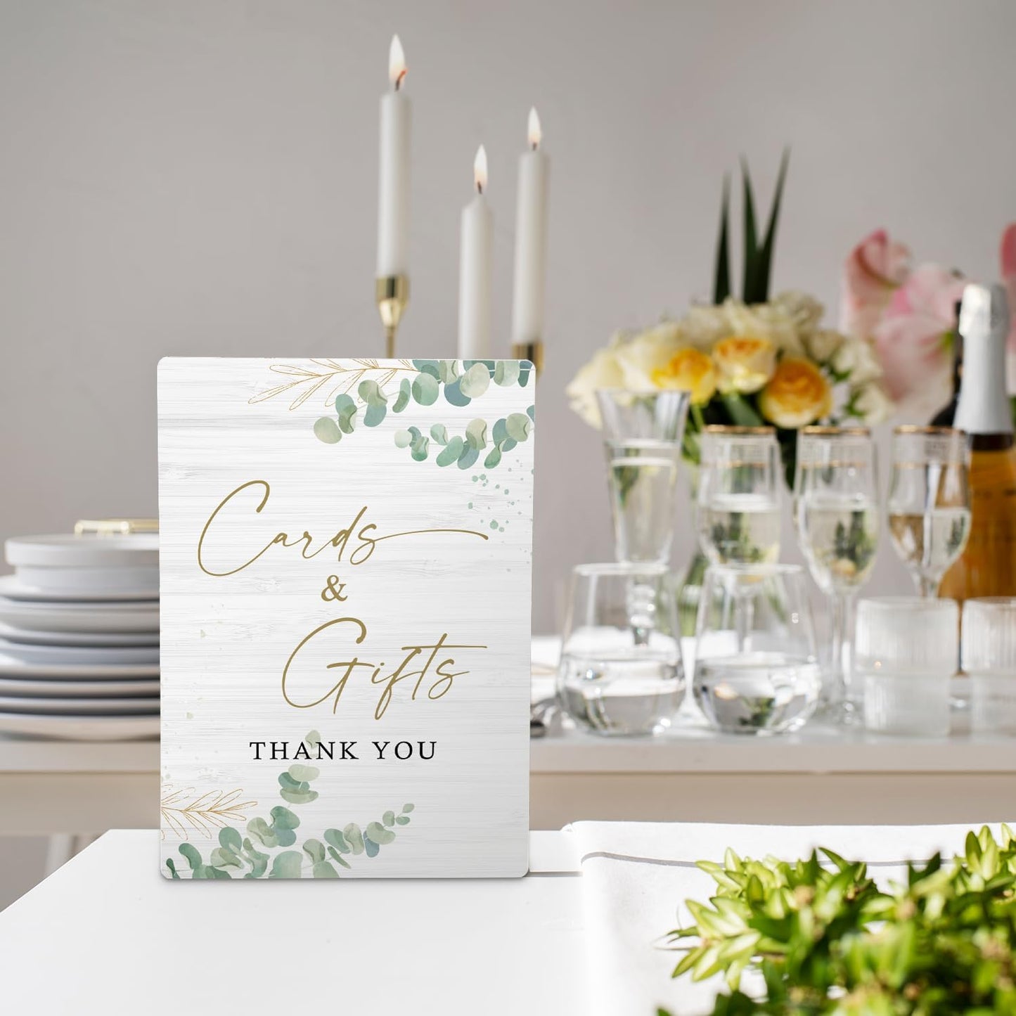 Cards & Gifts Sign, Wedding Party Decorations for Reception, Cards & Gifts Wooden Stand Signs 5x7 Inch for Wedding, Thank You Table Sign