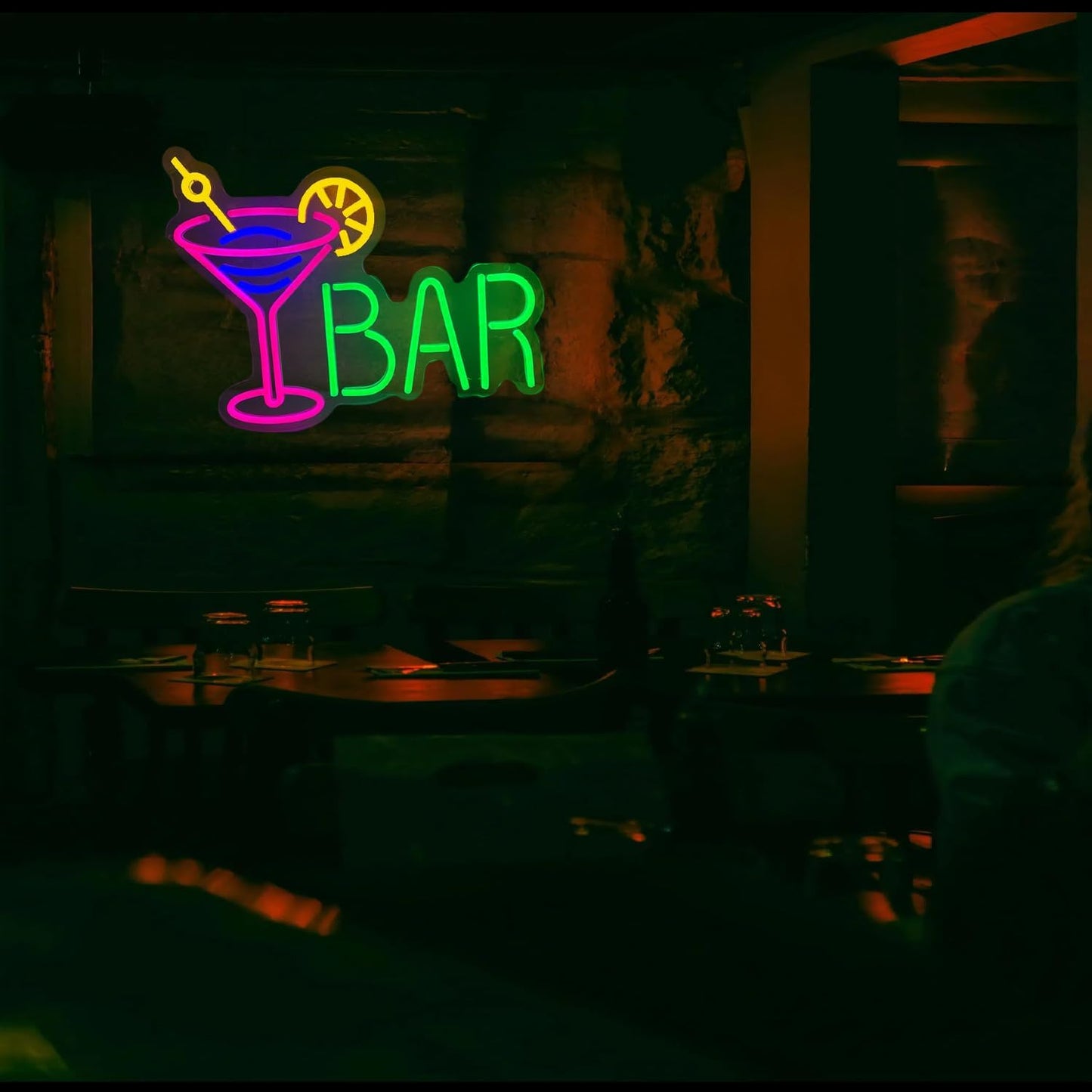 Neon Bar Sign USB-Powered Pink Bar Wall Decor for Home Bar, Man Cave Multi-Scene LED Lighting Neon Light