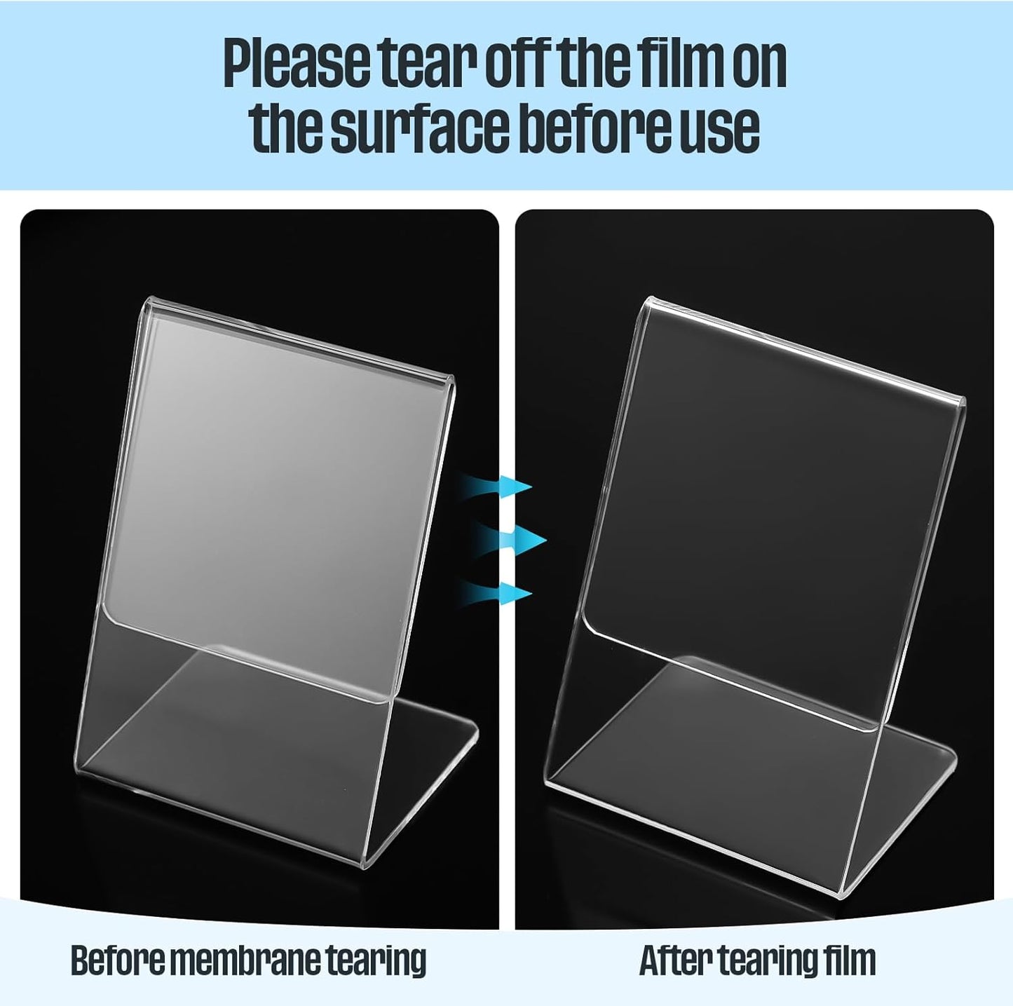 Ctosree 12 Pcs Acrylic Photo Frame L shape Slant Back Desktop Photo Frames Plastic Clear Sign Clear Acrylic Display Stand Table Top Sign for Home Office Wedding Restaurant Menu (2.5 x 3.5 Inch)