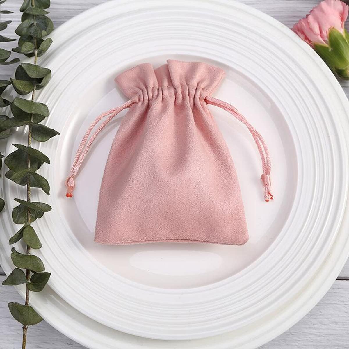 30 Pcs Pink Velvet Drawstring Bags Jewelry Pouches Jewelry Gift Bags Pouches Wedding Favors,2.8x3.5 inch