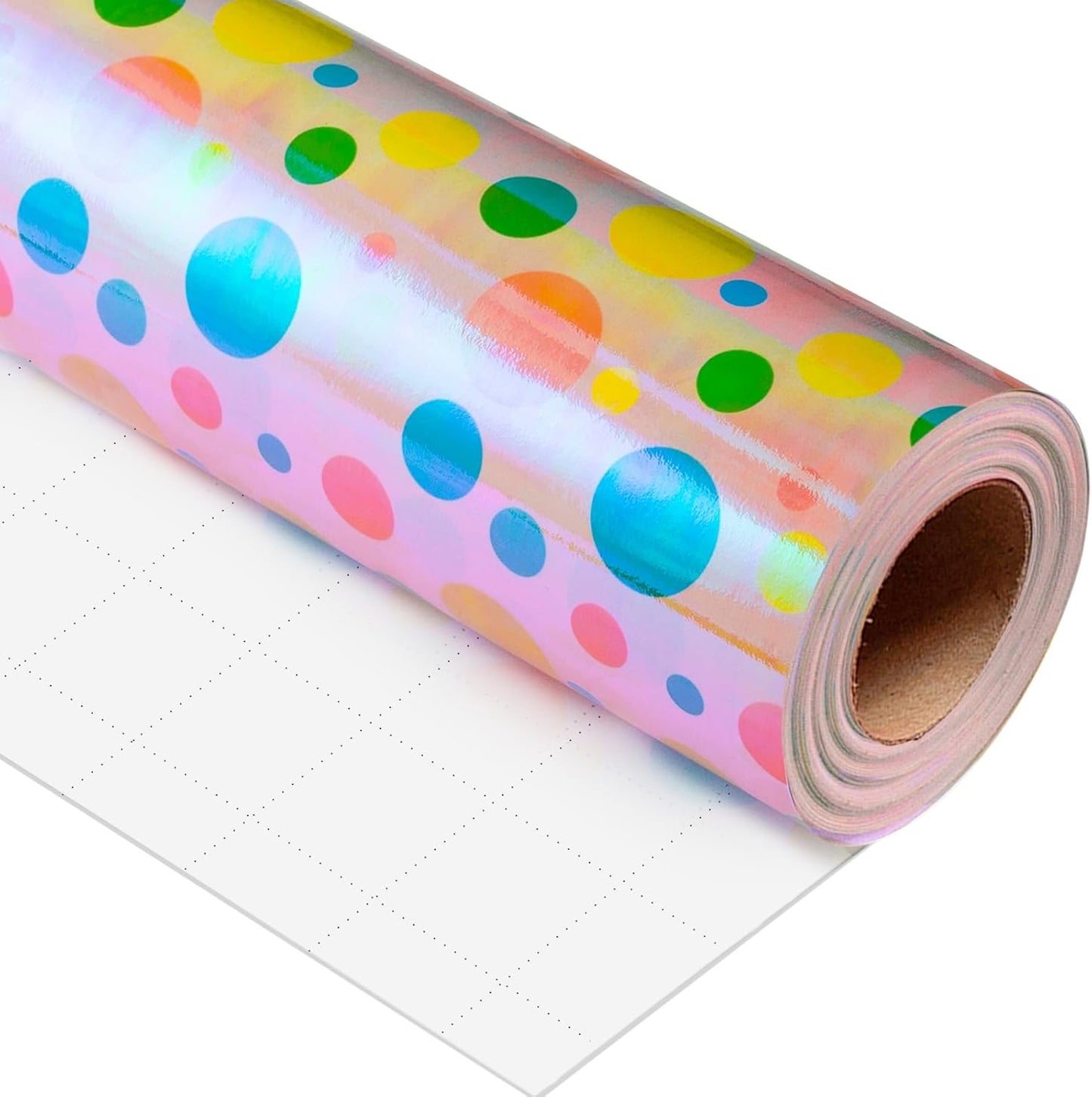 Burymento Holographic Pink Dot Gift Wrapping Paper for Birthday, Valentines, Mothers day, Graduation, Wedding, Fathers day, Baby Shower, Christmas (17in x 32.8ft)