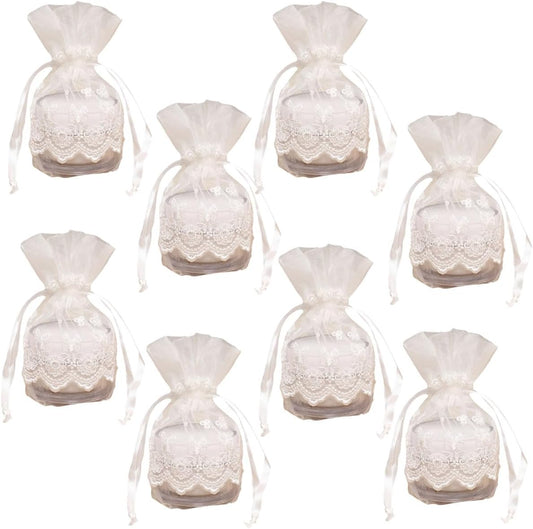 Ewanda store 10Pcs Lace Organza Drawstring Bags White Butterfly Lace Bag for Wedding Christmas Birthday Party Favors Jewelry Pouches
