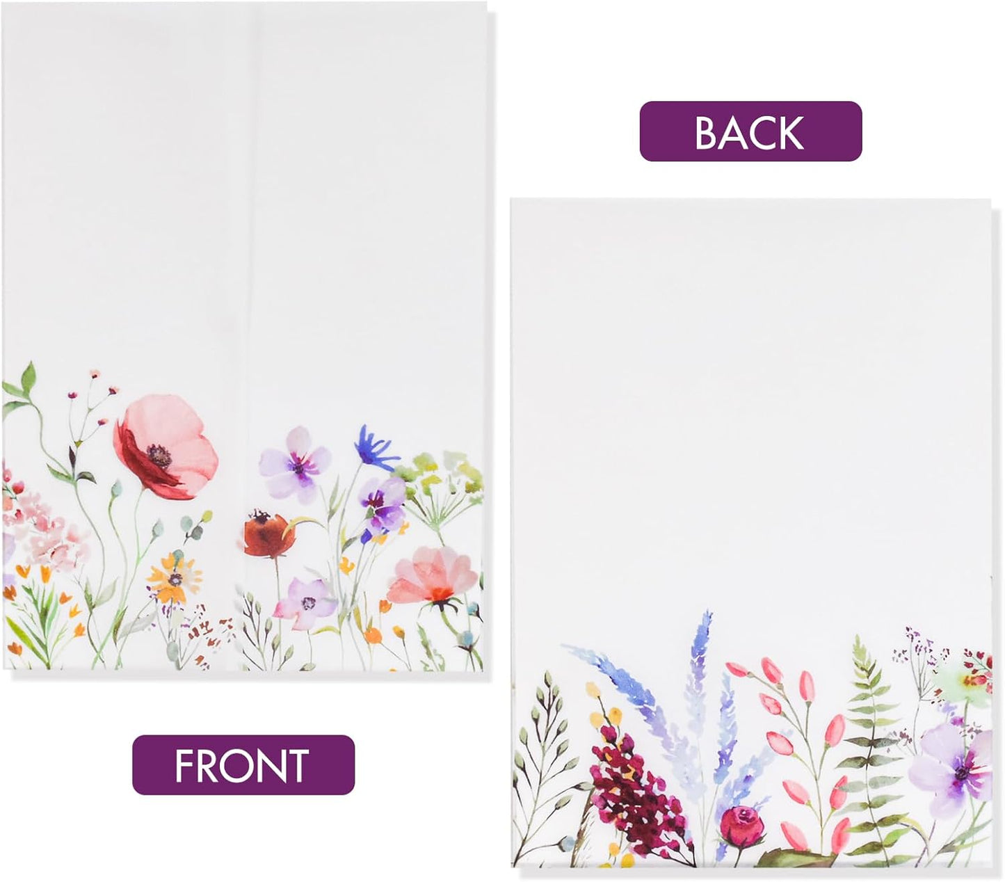 50 Pack Pre-Folded Vellum Jackets for 5x7 Invitations,AZAZA Pretty Translucent Invitation Sleeves,115GSM Vellum Jackets 5x7, Wedding Invitation AccessoriesFor, Weddings Birthdays,Wildflowers