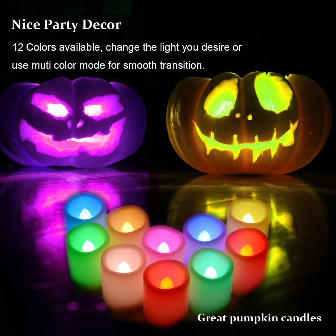 SWEETIME Colored Flameless Votive Candles with Timer-Color Changing Led Tea Light,Battery Operated RGB Votive Candles,Rainbow Tealights Party Decor,1.5"x 2",Set of 10