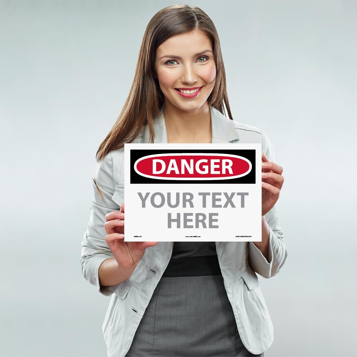 Custom OSHA Style Danger Sign 10" x 14" Adhesive Vinyl Sign, Customizable "Your Text Here", by AccuformNMC Made in USA