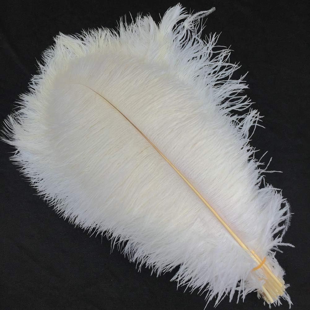 Sowder 14-16inch(35-40cm) Ostrich Feathers,Ostrich Plume,Wedding centerpieces Feathers Plume for Wedding Centerpieces Home Decoration Pack of 10pcs(White)