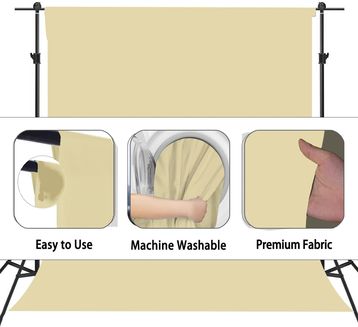 Tan Photography Backdrop for Photoshoot, Photo Backdrop Curtain, Perfect Tan Backdrops for Party Portrait Photoshoots Video Studio 8FTx10FT
