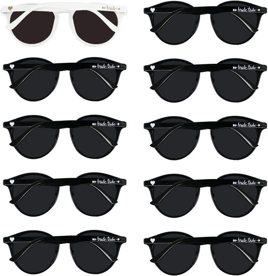 LADY&HOME Bachelorette Party Cat Eye Sunglasses - Bridesmaid & Bridal Shower Supplies, 10pcs Round Weddings Sunglasses