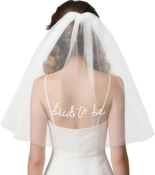 Prometheism Bride to Be Veil Hair Accessories for Bachelorette Party, Bride To Be Headband Decorations,White Headpiece,Gift for Bridal Shower and Engagement Party