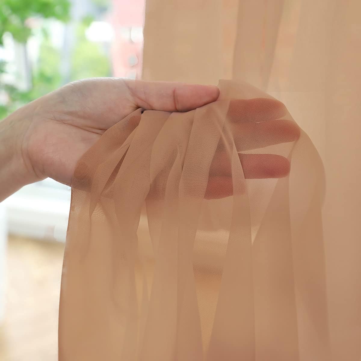 Window Brown Sheer Curtains 60 Inches Width 120 Inches Long 2 Panels Sheer Curtain Clear Curtains Basic Rod Pocket Panel for Home Living Room Bedroom Kids Room Yard Patio Parlor Sliding