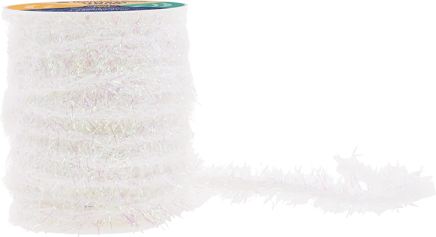 Mandala Crafts Iridescent Tinsel Garland - Thin Metallic Foil Glitter Mini Garland for Christmas Tree, Party, Wedding Decor, and Holiday Decorations