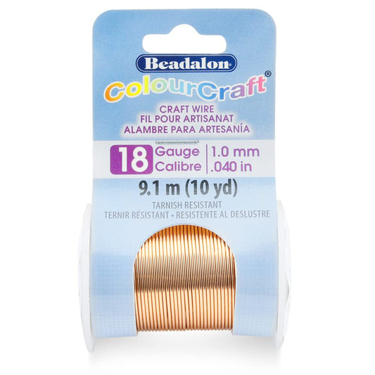 Beadalon ColourCraft Wire, 18 Gauge, Copper Color, 10 yd Spool
