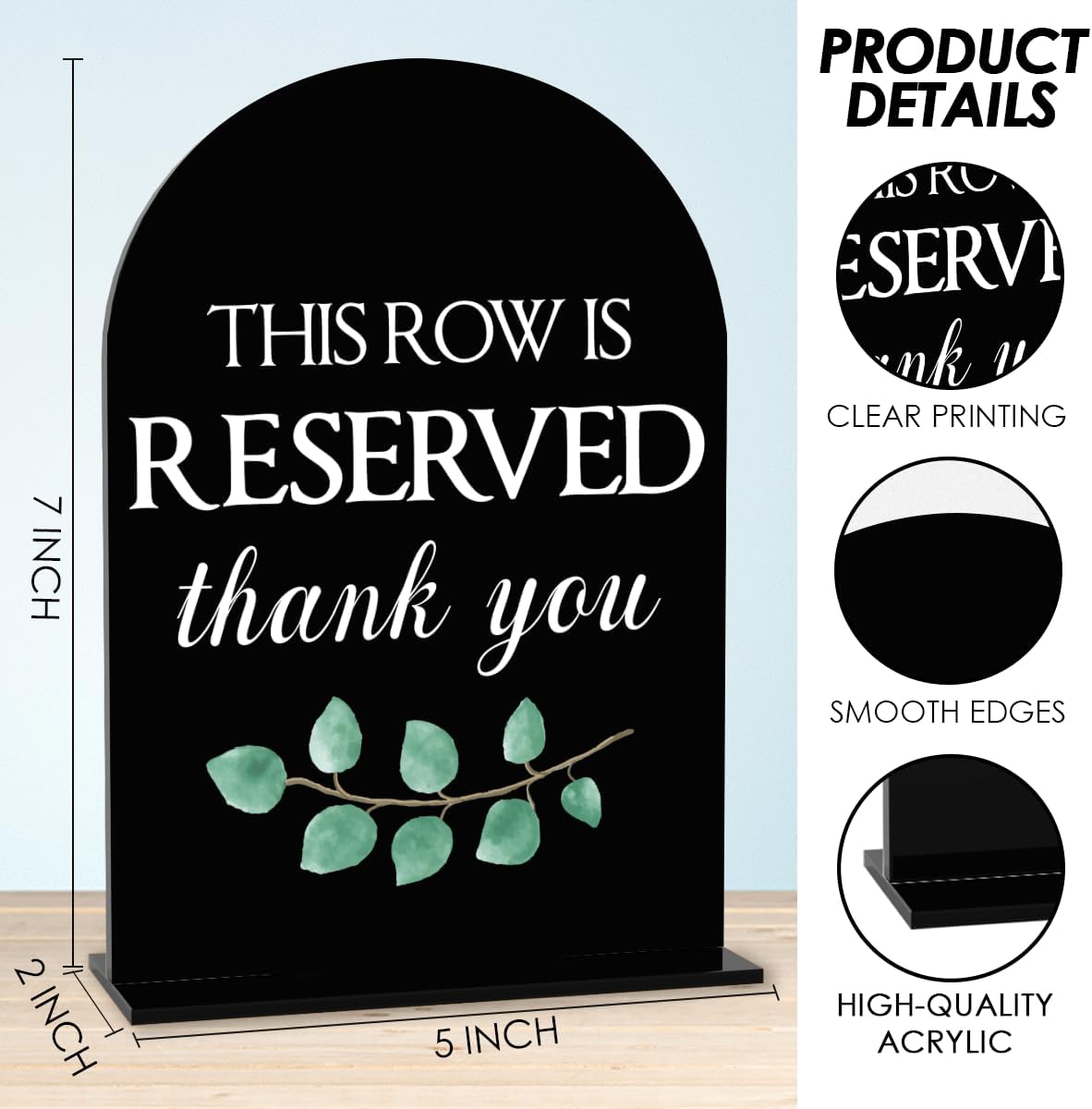 Black This Row is Reserved Sign, Reserved Seating Signs for Wedding, Engagement Bridal Shower Baby Shower Decor for Reception Reception, Weddings Acrylic Sign