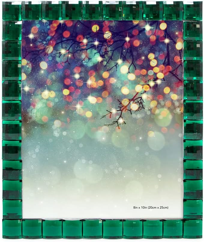 Isaac Jacobs Decorative Sparkling Jewel Picture Frame, Photo Display & Home Décor (8x10, Emerald Green)