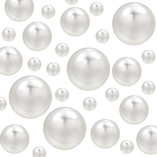 Floating Pearls for Centerpieces Vases, 250PCS Ivory No Hole Fake Pearl Beads and 4000PCS Water Beads for Vase Filler Floating Beads for Wedding Home Party Decoration (Ivory 8/14/20mm)