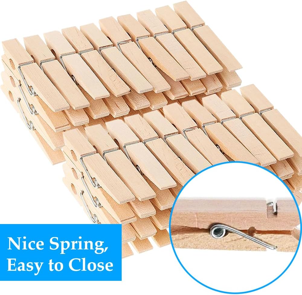 OBTANIM 100 Pack Wooden Clothespins 4 Inch Heavy Duty Clothes Clips for Hanging Clothes Art, Crafts, Photo Outdoor Pictures Displays