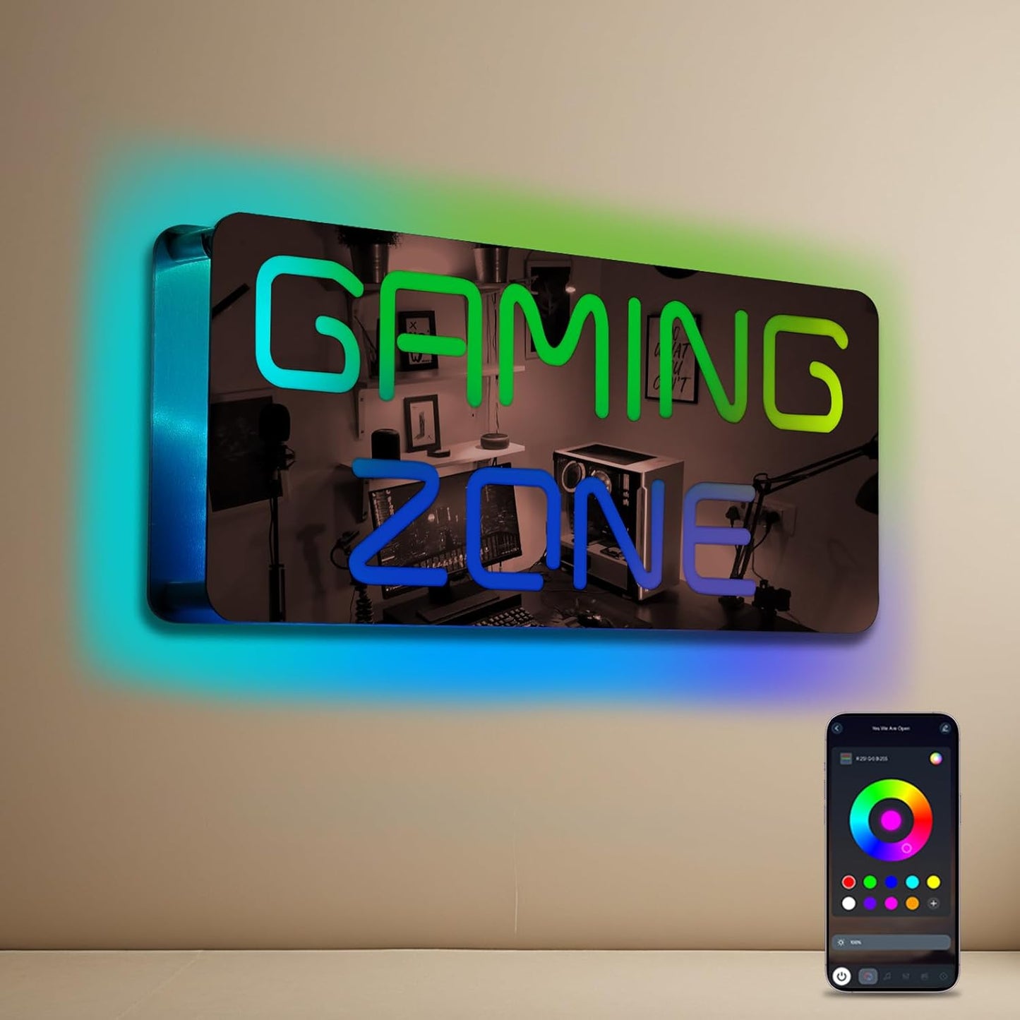 Ineonlife Game Zone Neon Sign Mirrored Colorful LED Lights for Gaming Room Decor Light Up Signs for Teen Boy Bedroom Decoration Best Gift for Kids 14.57 x 6.3 inches USB Powerd