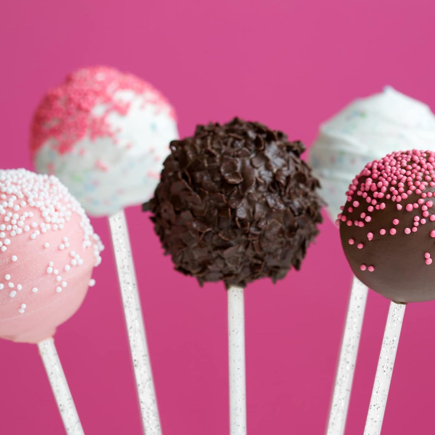 100-PCS Silver Glitter Plastic Swizzle Sticks, Crystal Cake Pops, Cocktail Coffee Drink Stirrers, Stir Sticks, 7.24 Inch