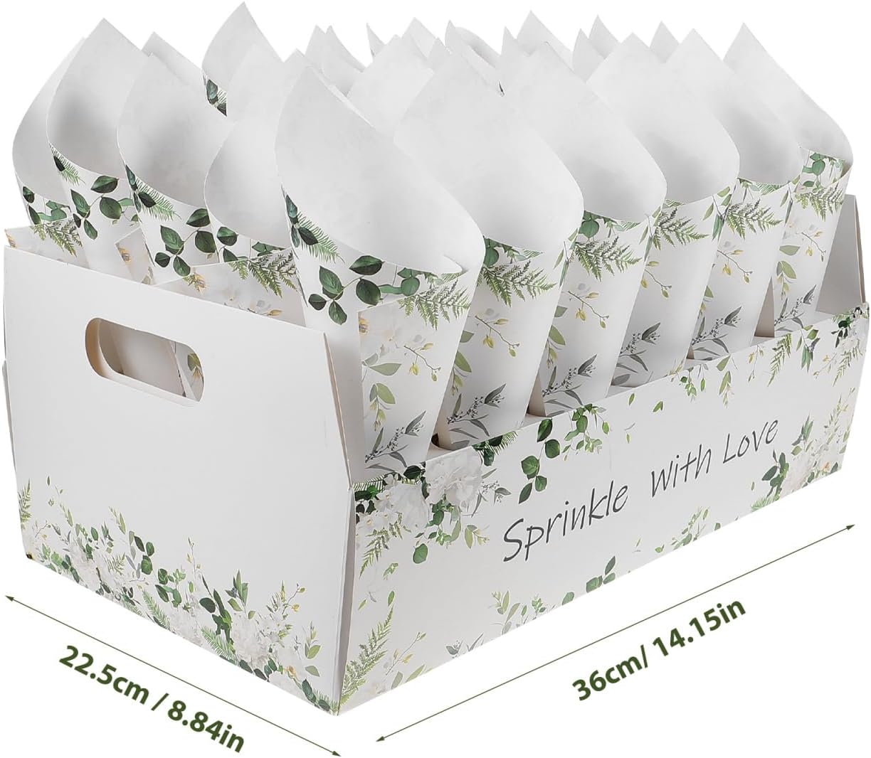 CIMAXIC Wedding Confetti Cone Holder Box - Flower, Paper, Petal Cones - White Paper Cup Candy Stand