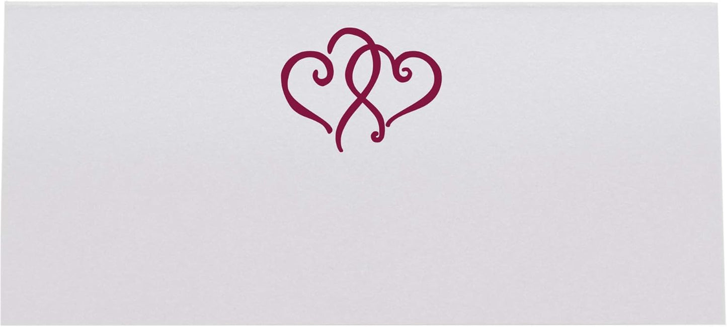 Linked Hearts Printable Place Cards, Burgundy (Choose Color), Set of 60 (10 Sheets), Laser & Inkjet Printers - Wedding, Party, Dinner, and Special Events - Made in the USA