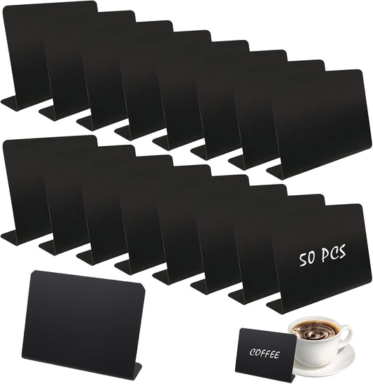 50 Pcs Mini Chalkboard Signs, 4"x3" Food Labels for Weddings Birthday Parties Message Board Signs Buffet Bakery and Retail